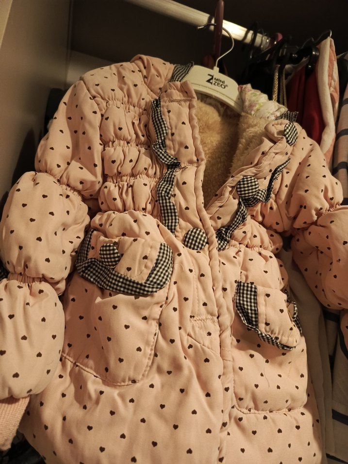 Düğmeli, İnce Kesim Kız Çocuk Pembe Mont - Görsel 4