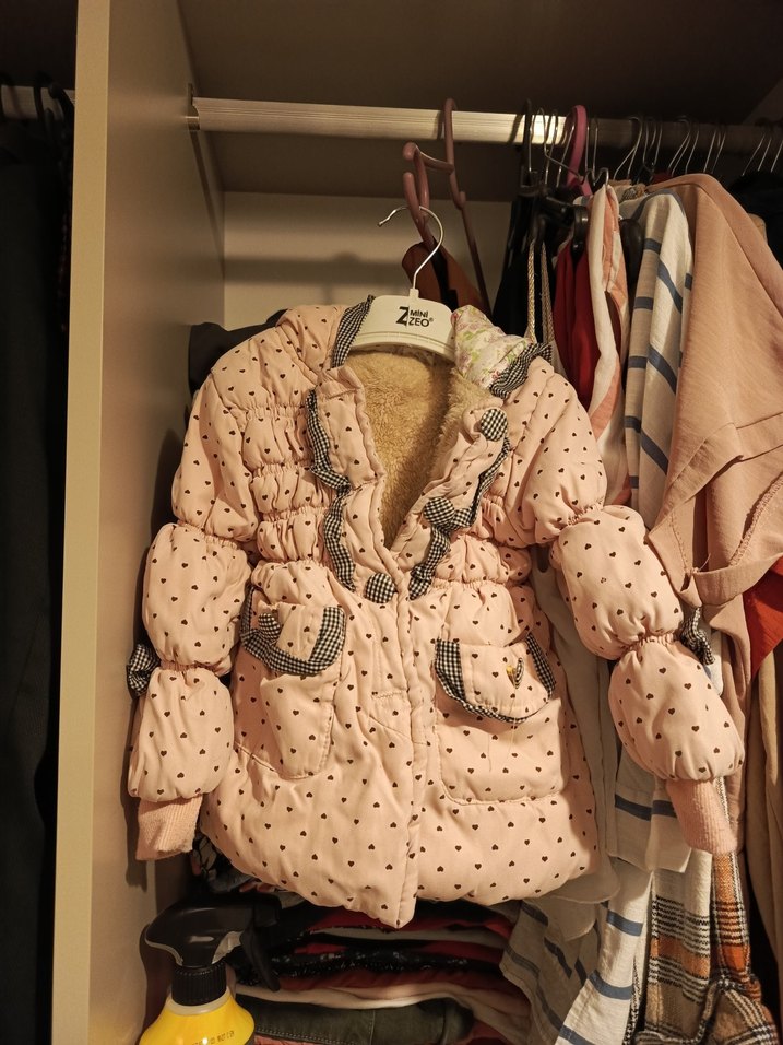 Düğmeli, İnce Kesim Kız Çocuk Pembe Mont - Görsel 5