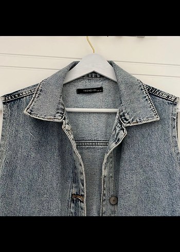 Gri Kolsuz Denim Ceket - Görsel 3