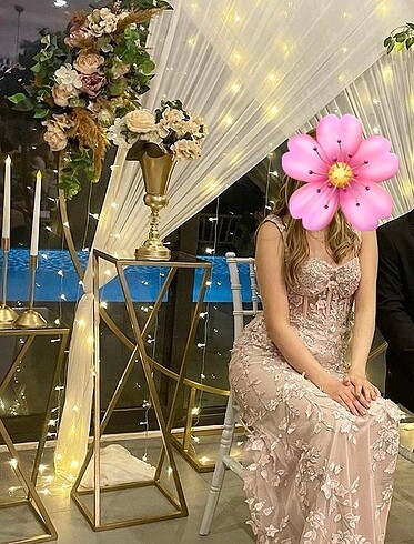 40 Beden Orijinal Alfabeta pembe Abiye Elbise