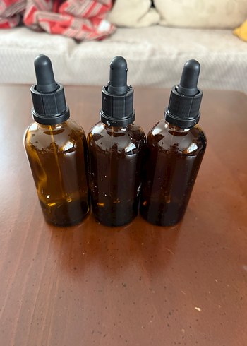 3 lü boş cam saç yüz serum şişeleri - Görsel 3