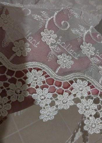 Çiçek desenli uzun tül perde - Görsel 4