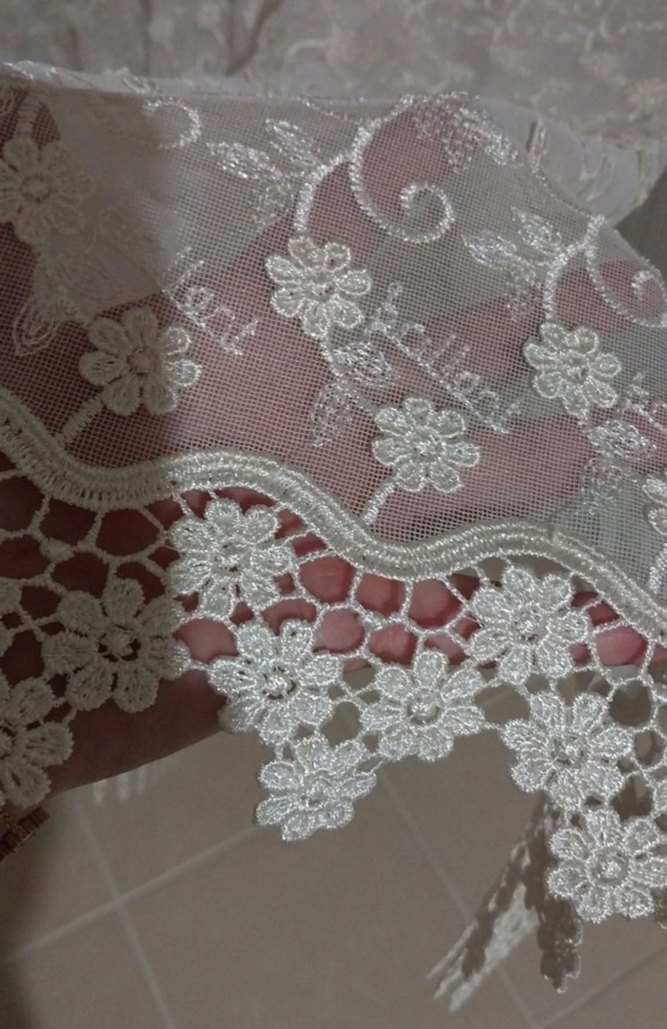 Çiçek desenli uzun tül perde - Görsel 4