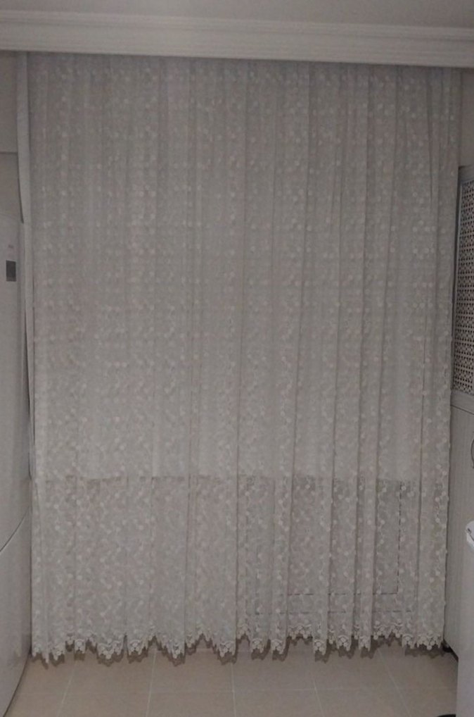 Çiçek desenli uzun tül perde - Görsel 2