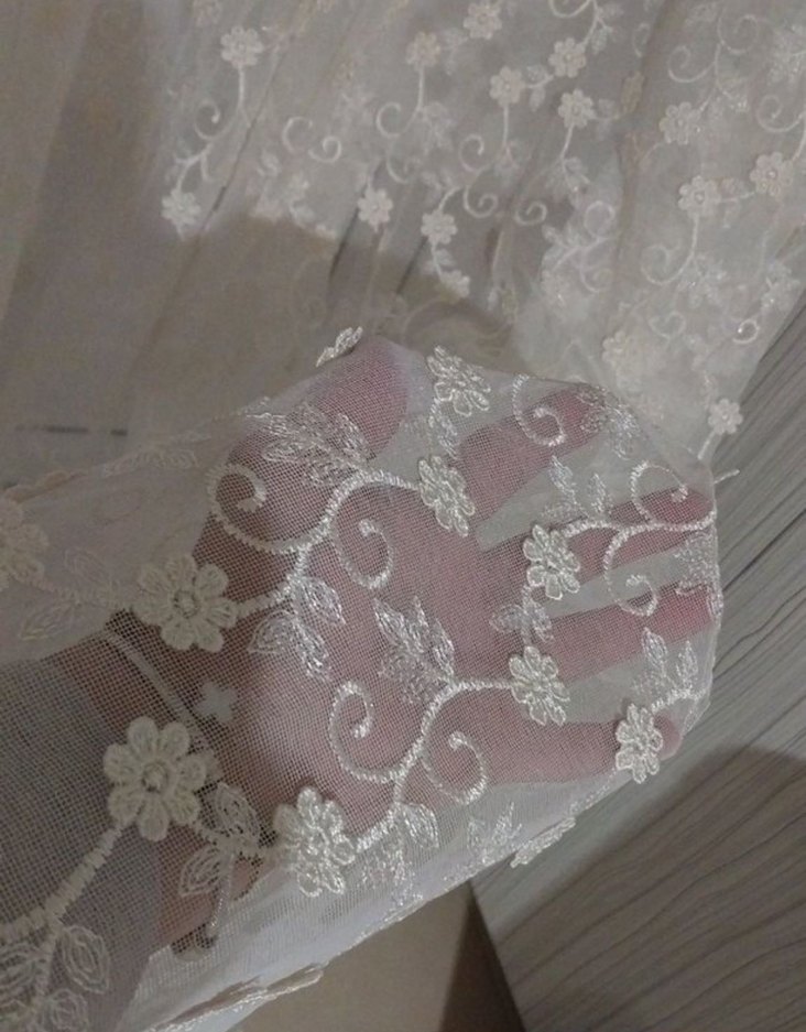 Çiçek desenli uzun tül perde - Görsel 3