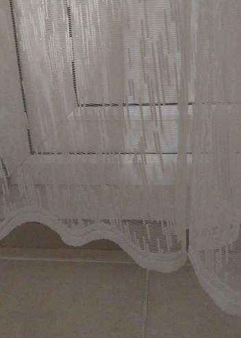 Uzun Beyaz desenli tül perde - Görsel 3