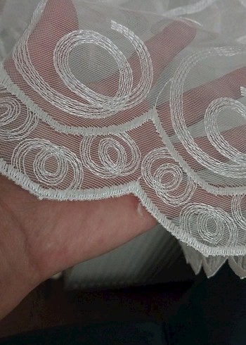 Beyaz desenli tül perde 3 metre - Görsel 3