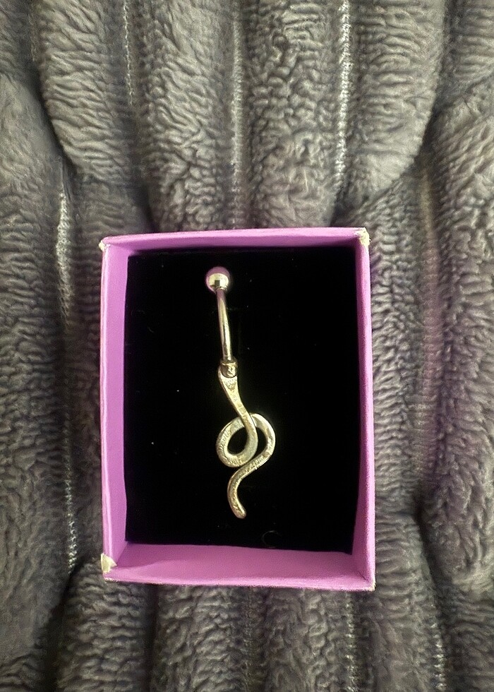 Yılan detaylı çelik göbek piercing - Görsel 2