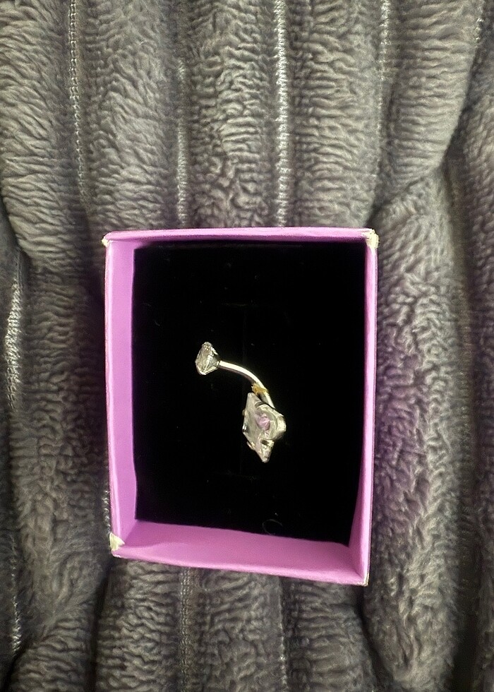 Taşlı cerrahi çelik göbek piercing - Görsel 2