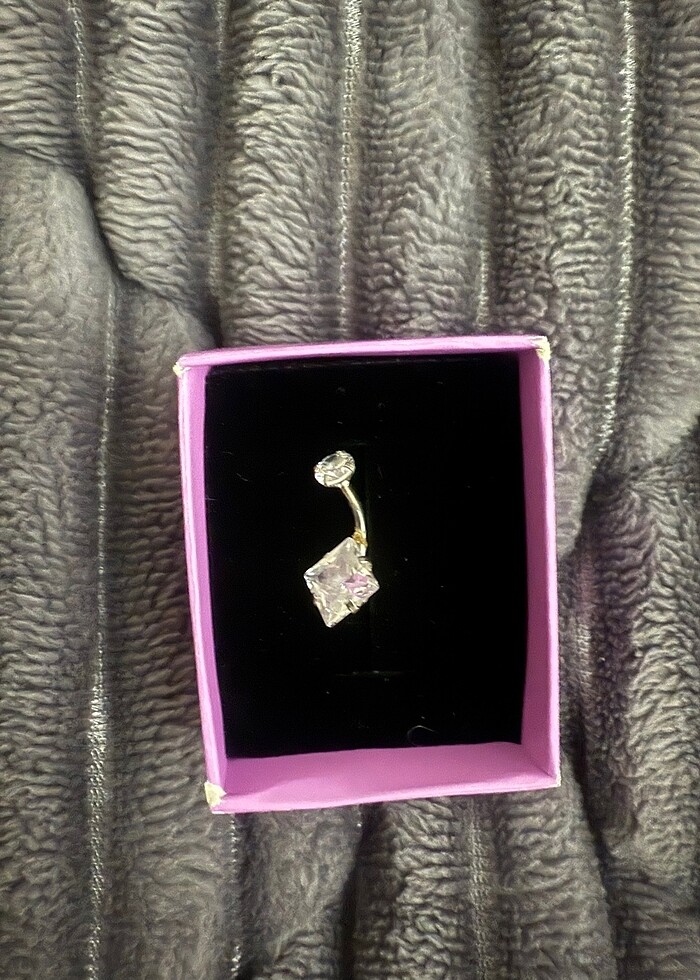 Taşlı cerrahi çelik göbek piercing - Görsel 4