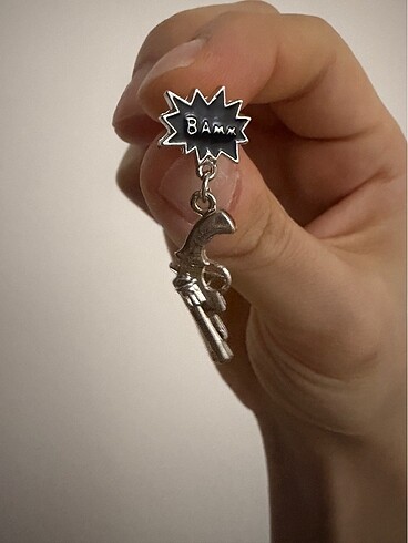 Erkek tekli tabanca model küpe - Görsel 2