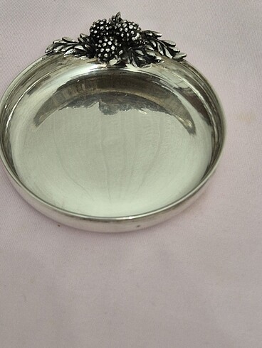 Paşabahçe 900 ayar ikili tabak 39 gr gümüş vintage el işi üzümlü tabak