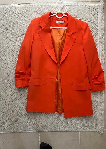 Düğmeli turuncu Kadın Blazer Ceket