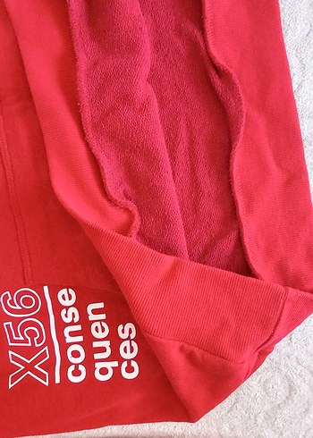 l Beden kırmızı Renk Kırmızı Kapüşonlu Erkek Sweatshirt