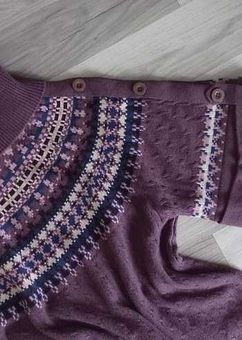 Mor Bohem yarım  kol tiriko suvater - Görsel 6