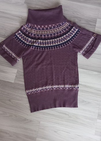 Mor Bohem yarım  kol tiriko suvater - Görsel 5