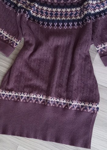 Mor Bohem yarım  kol tiriko suvater - Görsel 4