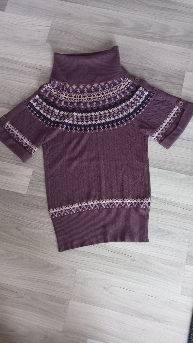 Mor Bohem yarım  kol tiriko suvater - Görsel 5