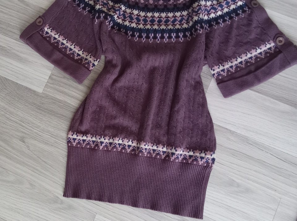 Mor Bohem yarım  kol tiriko suvater - Görsel 4