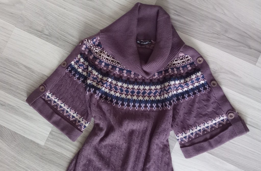Mor Bohem yarım  kol tiriko suvater - Görsel 3