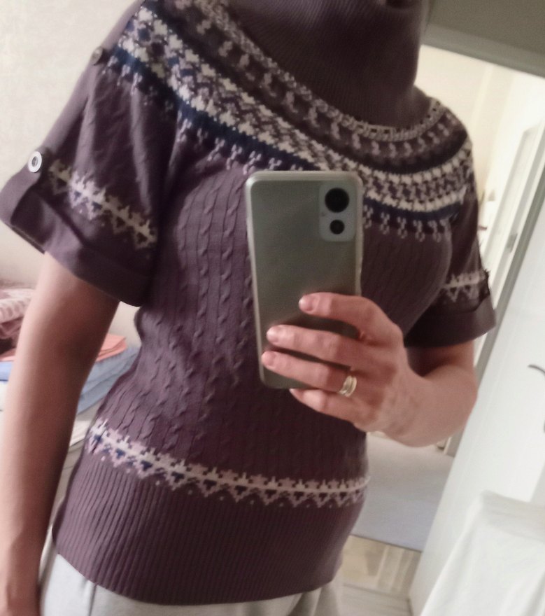 Mor Bohem yarım  kol tiriko suvater - Görsel 2