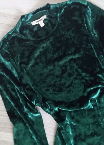 Kadın yeşil Kadife Bluz - Görsel 4