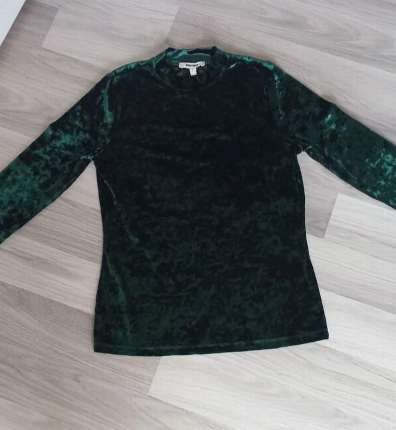 Kadın yeşil Kadife Bluz - Görsel 5