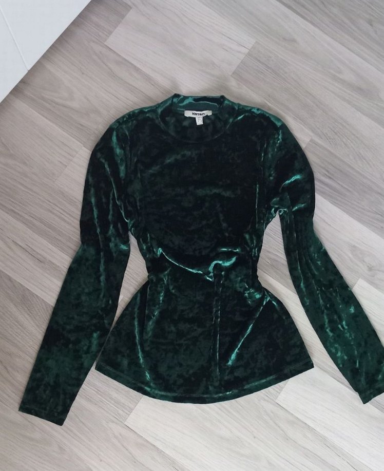 Kadın yeşil Kadife Bluz - Görsel 3