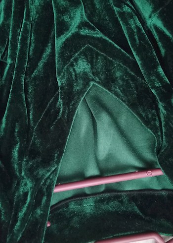 Yeşil Kadife V Yakalı Gotik Bluz - Görsel 4