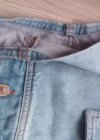 Düğmeli Mavi Kolsuz Denim Ceket - Görsel 7