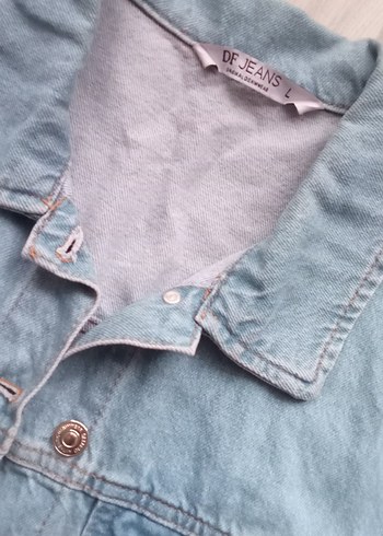 Düğmeli Mavi Kolsuz Denim Ceket - Görsel 3