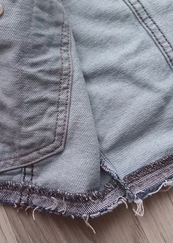 Düğmeli Mavi Kolsuz Denim Ceket - Görsel 9