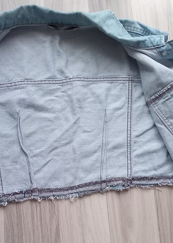 Düğmeli Mavi Kolsuz Denim Ceket - Görsel 5