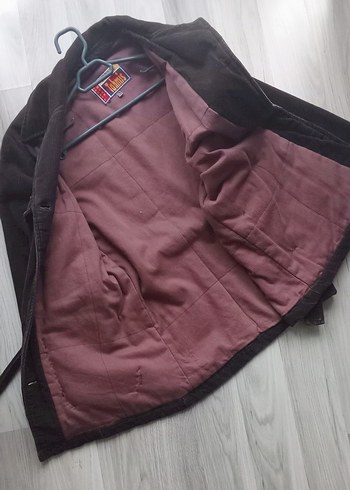 Vintage Kahverengi kadife fitilli Kemerli Kadın Ceket - Görsel 5