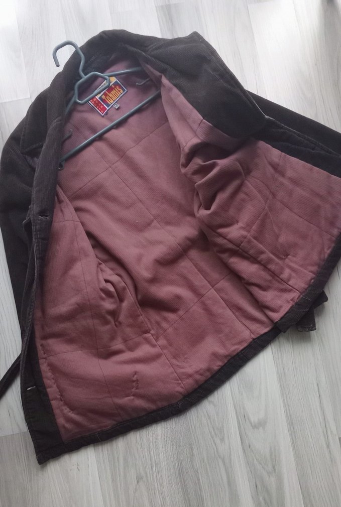 Vintage Kahverengi kadife fitilli Kemerli Kadın Ceket - Görsel 5