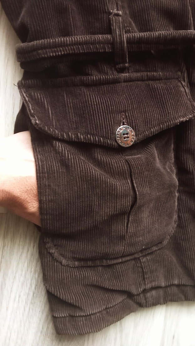 Vintage Kahverengi kadife fitilli Kemerli Kadın Ceket - Görsel 4