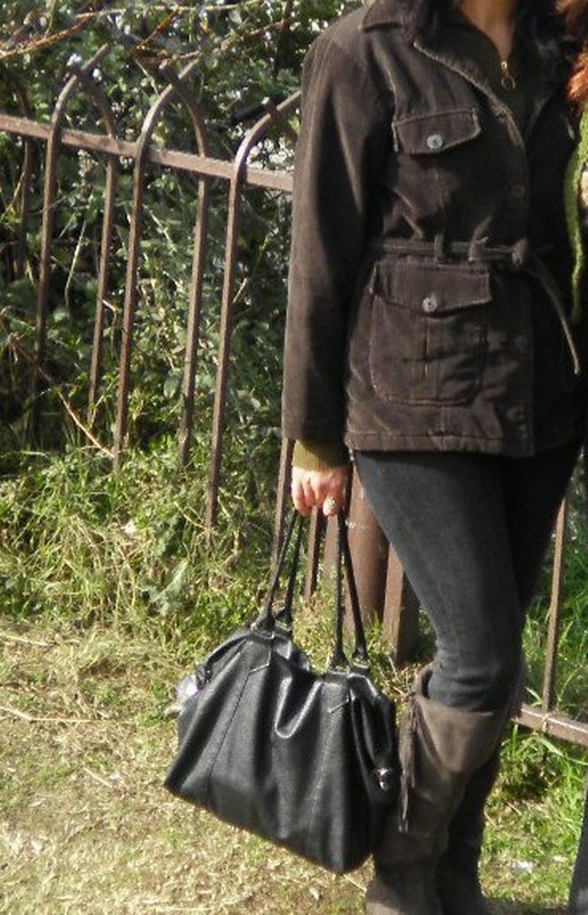 Vintage Kahverengi kadife fitilli Kemerli Kadın Ceket - Görsel 3