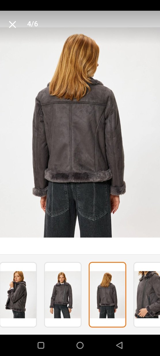 Gri Kürklü Sokak Stili Kadın Ceket - Görsel 4