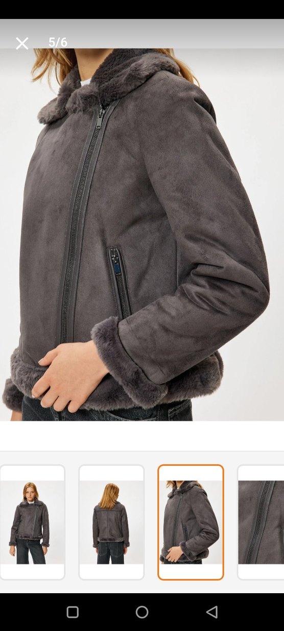 Gri Kürklü Sokak Stili Kadın Ceket - Görsel 3