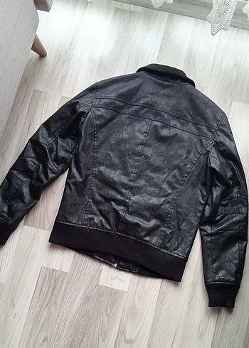 Erkek  Siyah Deri Biker Ceket - Görsel 2