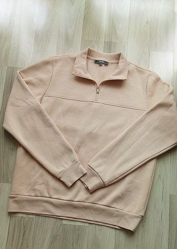 Ekru Erkek Uzun Kollu Basic Sweatshirt - Görsel 2