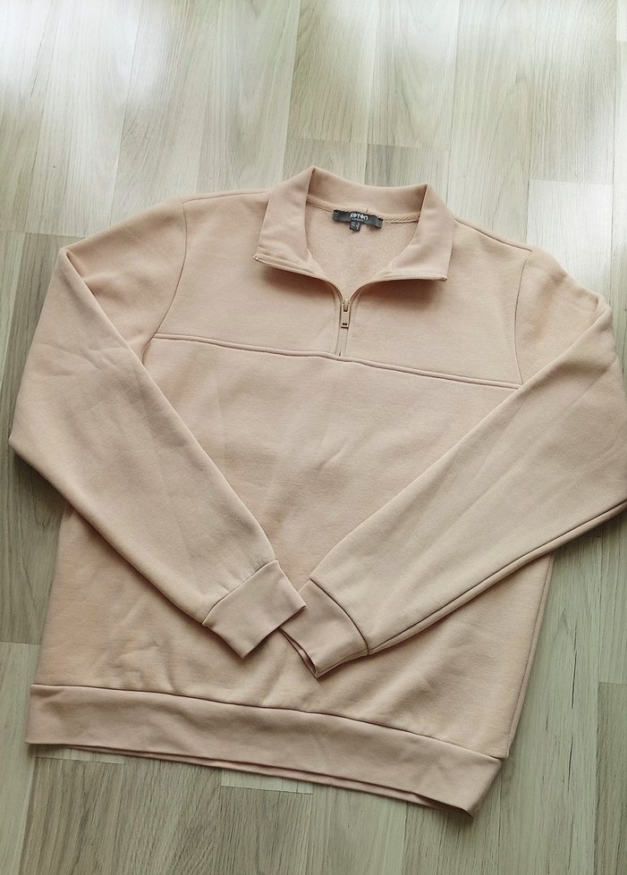 Ekru Erkek Uzun Kollu Basic Sweatshirt - Görsel 2