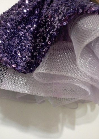 Parlak Mor Payetli Kız Çocuk Elbisesi - Görsel 4