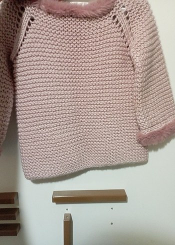 Kız Çocuk Pembe Örgü Hırka - Görsel 3