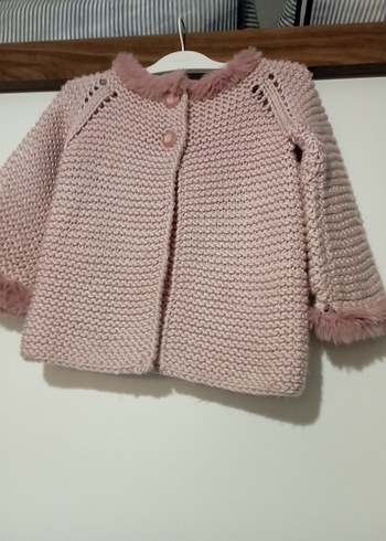 Kız Çocuk Pembe Örgü Hırka - Görsel 2