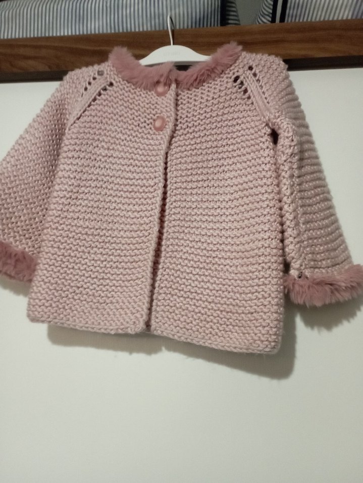 Kız Çocuk Pembe Örgü Hırka - Görsel 2