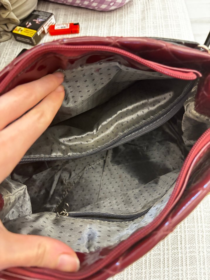 Bordo Zincir Detaylı Deri Biker Çanta - Görsel 5