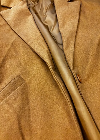 Bej Kadın Midi Süet Kaban - Görsel 4