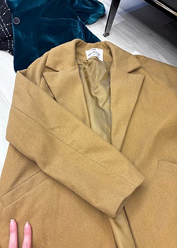 Bej Kadın Midi Süet Kaban - Görsel 3