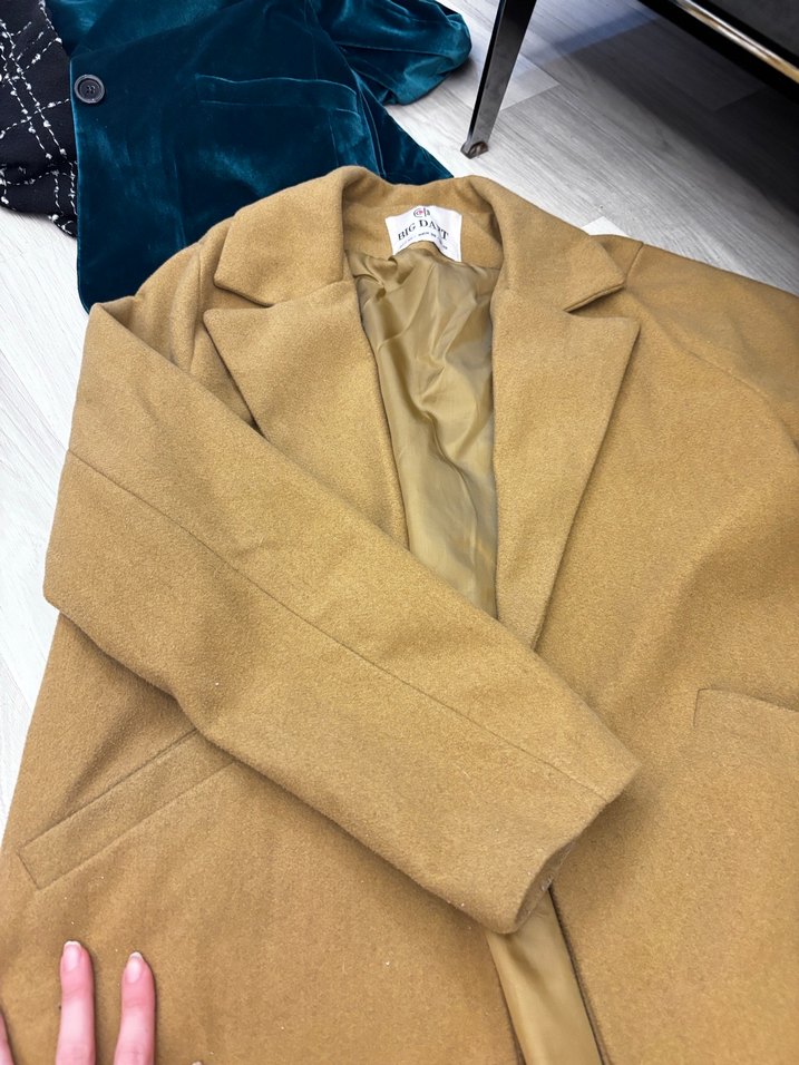 Bej Kadın Midi Süet Kaban - Görsel 3